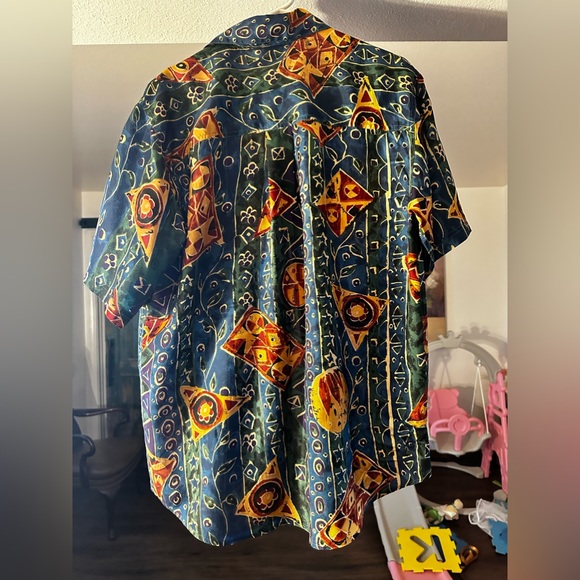 Vintage funky abstract 100% silk pocket short sleeve shirt size M - Picture 4 of 7